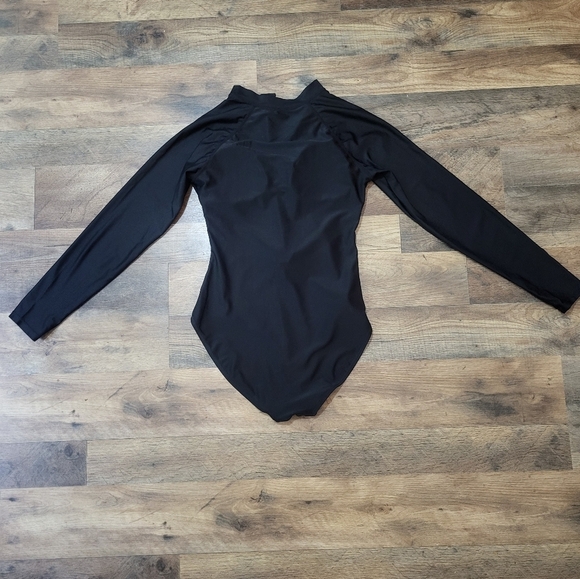 Daci Black Longsleeve Rash Guard Zip-Up Swimsuit Size XS - Picture 9 of 9